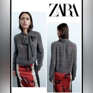 Zara Tied Open Knit Sweater sz. XS